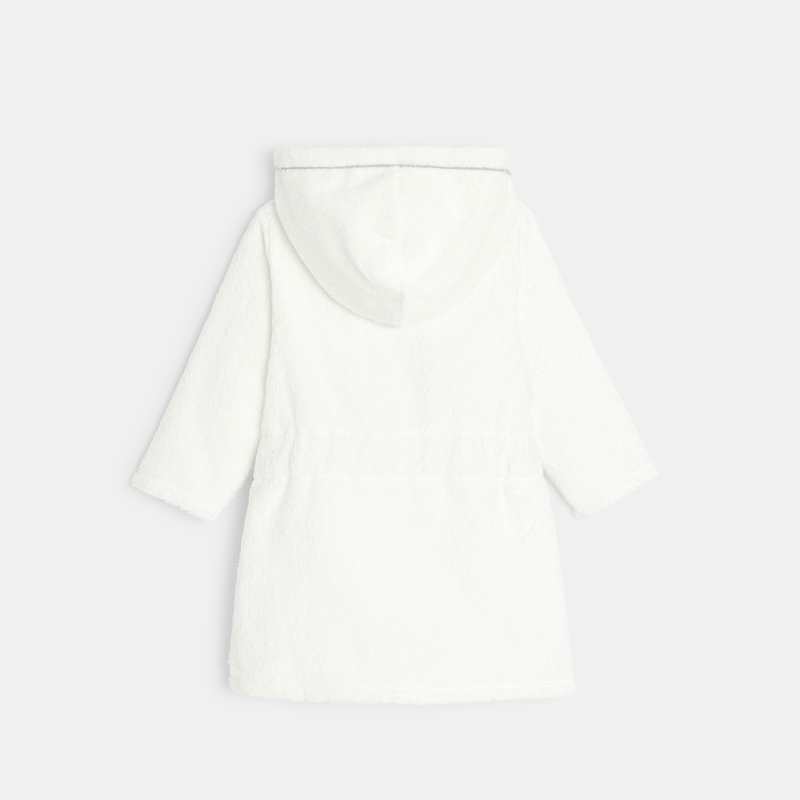 Peignoir éponge à capuche blanc naissance