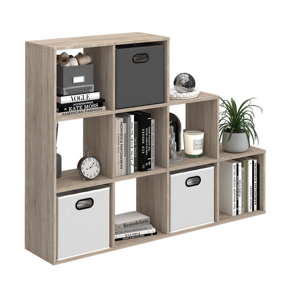 Vicco Raumteiler Treppenregal Bücherregal 9 Fächer Sonoma