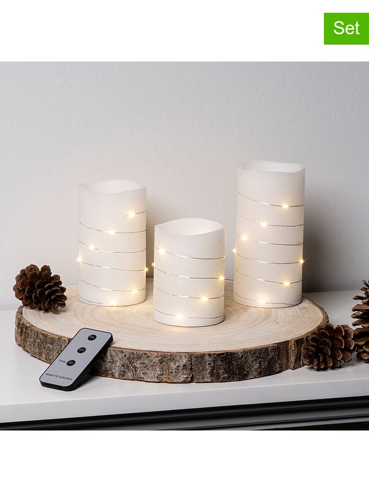 Nordheim 3er-Set: LED-Wachskerzen in Weiß günstig kaufen onesize