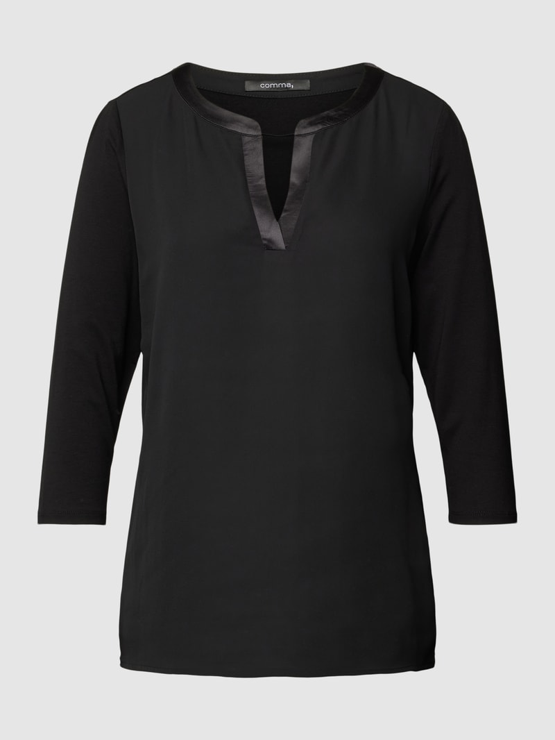 Blusenshirt mit V-Ausschnitt in schwarz