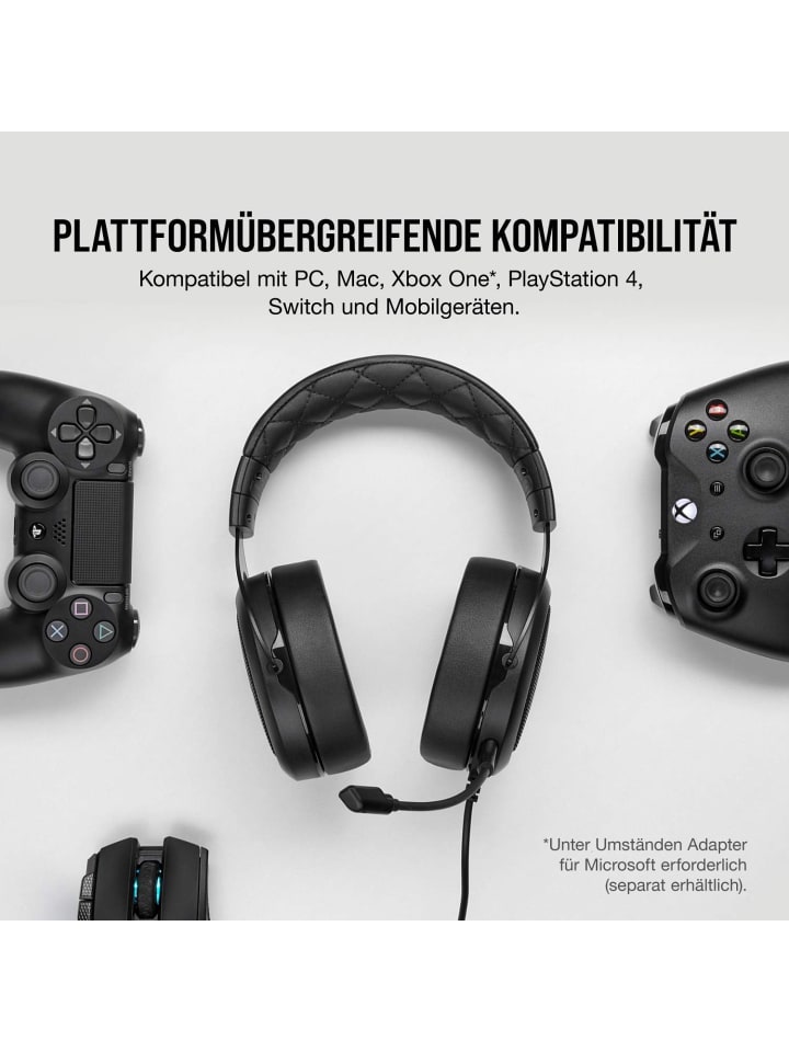 Corsair Corsair HS50 Pro Stereo Gaming Headset (Anpassbare Memory-Schaumstoff in Schwarz günstig kaufen onesize