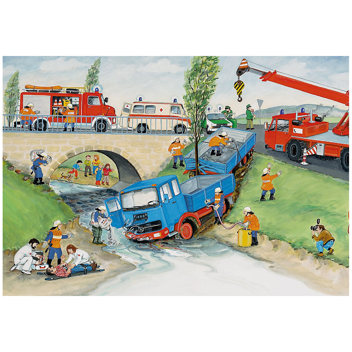 2er Set Puzzle, je 24 Teile, 26x18 cm, Bei der Feuerwehr