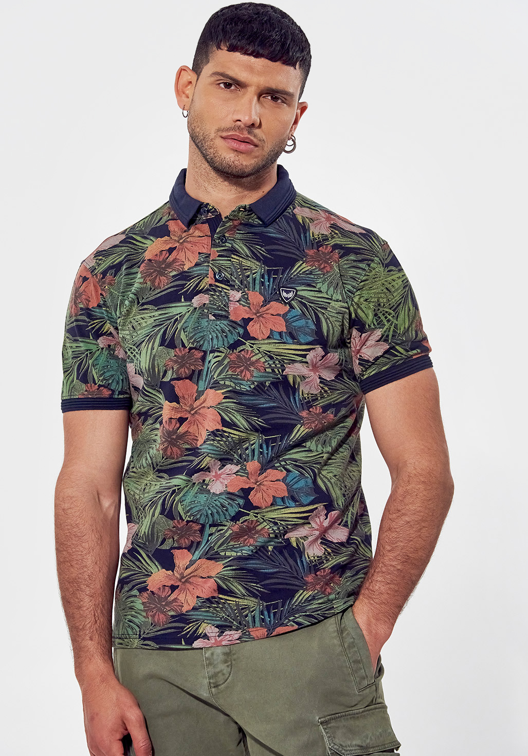 DULLY  Polo régular Homme imprimé all over fleuri en 100% coton