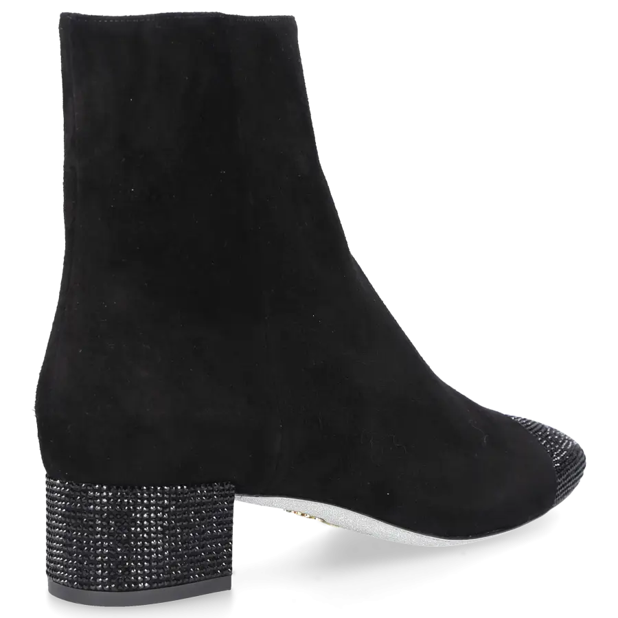 Rene Caovilla - Klassische Stiefeletten RHINESTONE 40 Veloursleder - schwarz