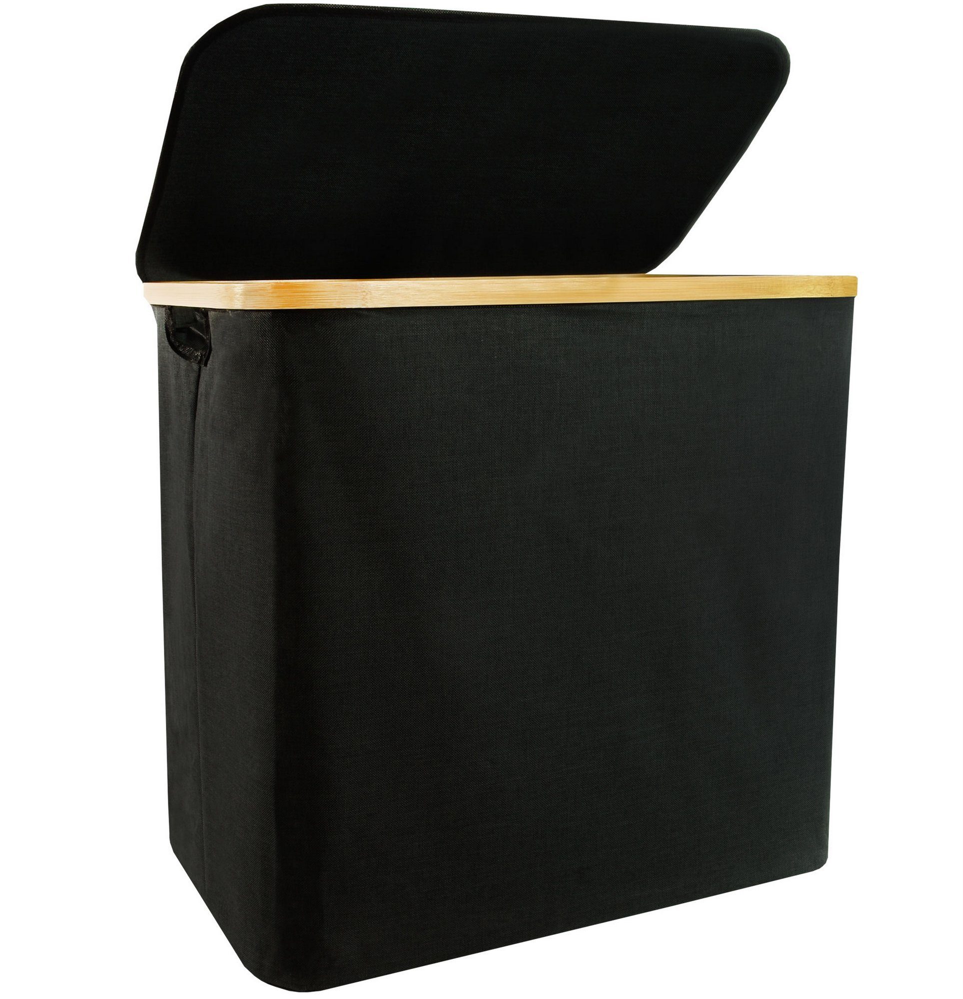osoltus Wäschesortierer osoltus Wäschesortierer Bambus mit Deckel black Wäschebox Wäschekorb