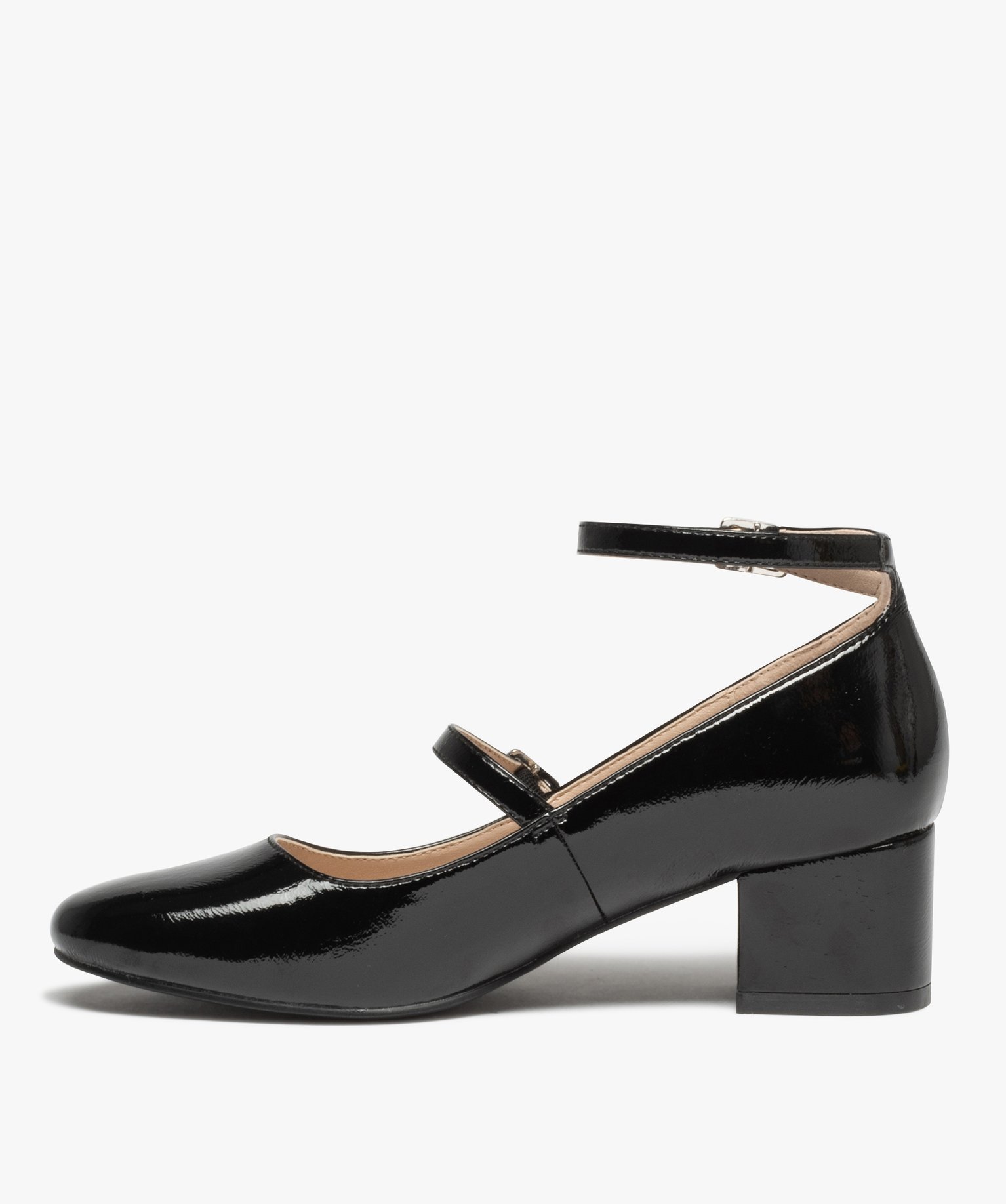 Escarpins vernis femme avec fines brides noir | GEMO