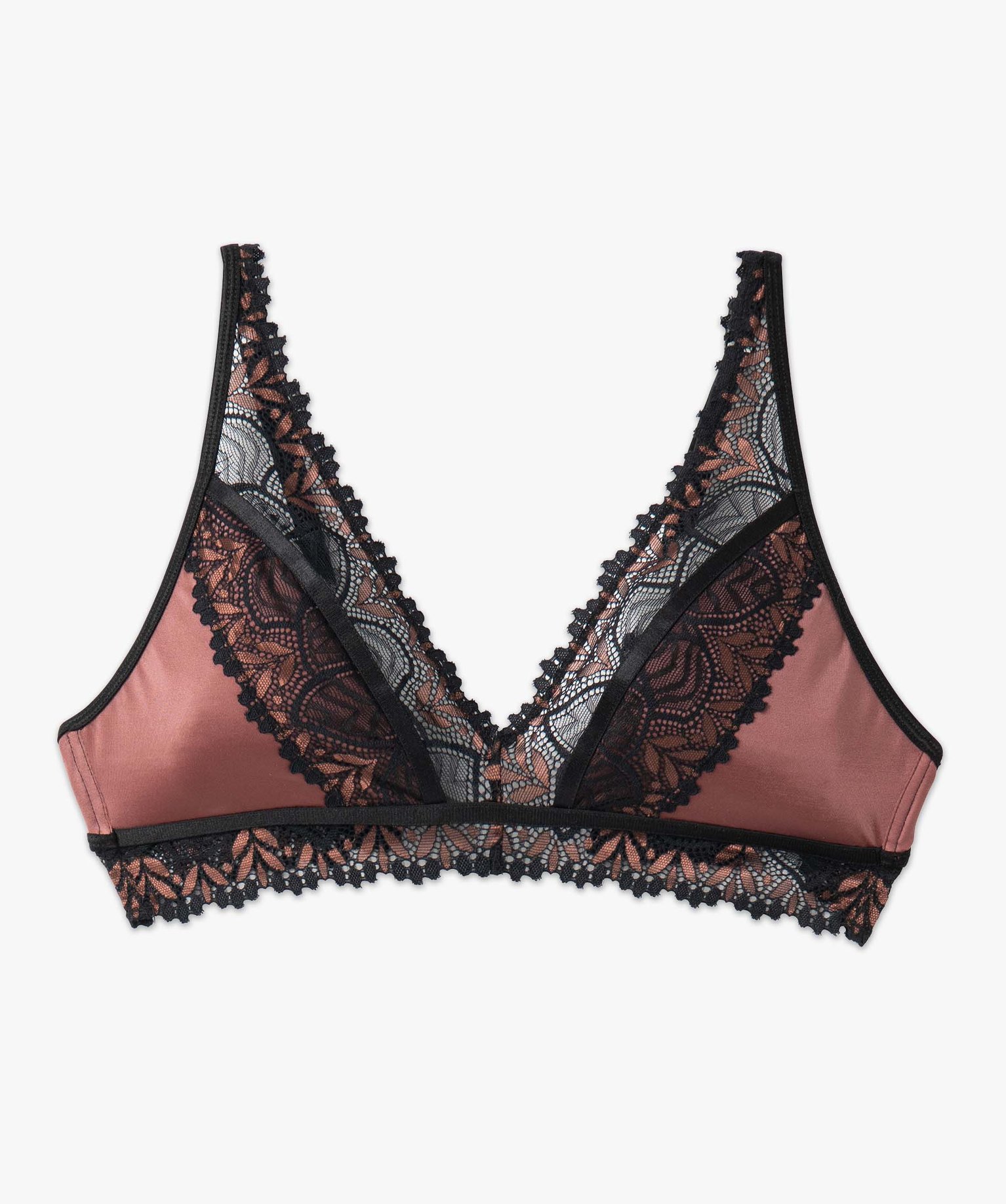 Soutien-gorge triangle en matière satinée et dentelle multicolore | GEMO