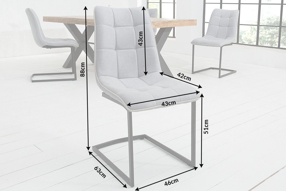 riess-ambiente Freischwinger MIAMI hellgrau / schwarz (1 St), Esszimmer · Webstoff · Metall · Industrial