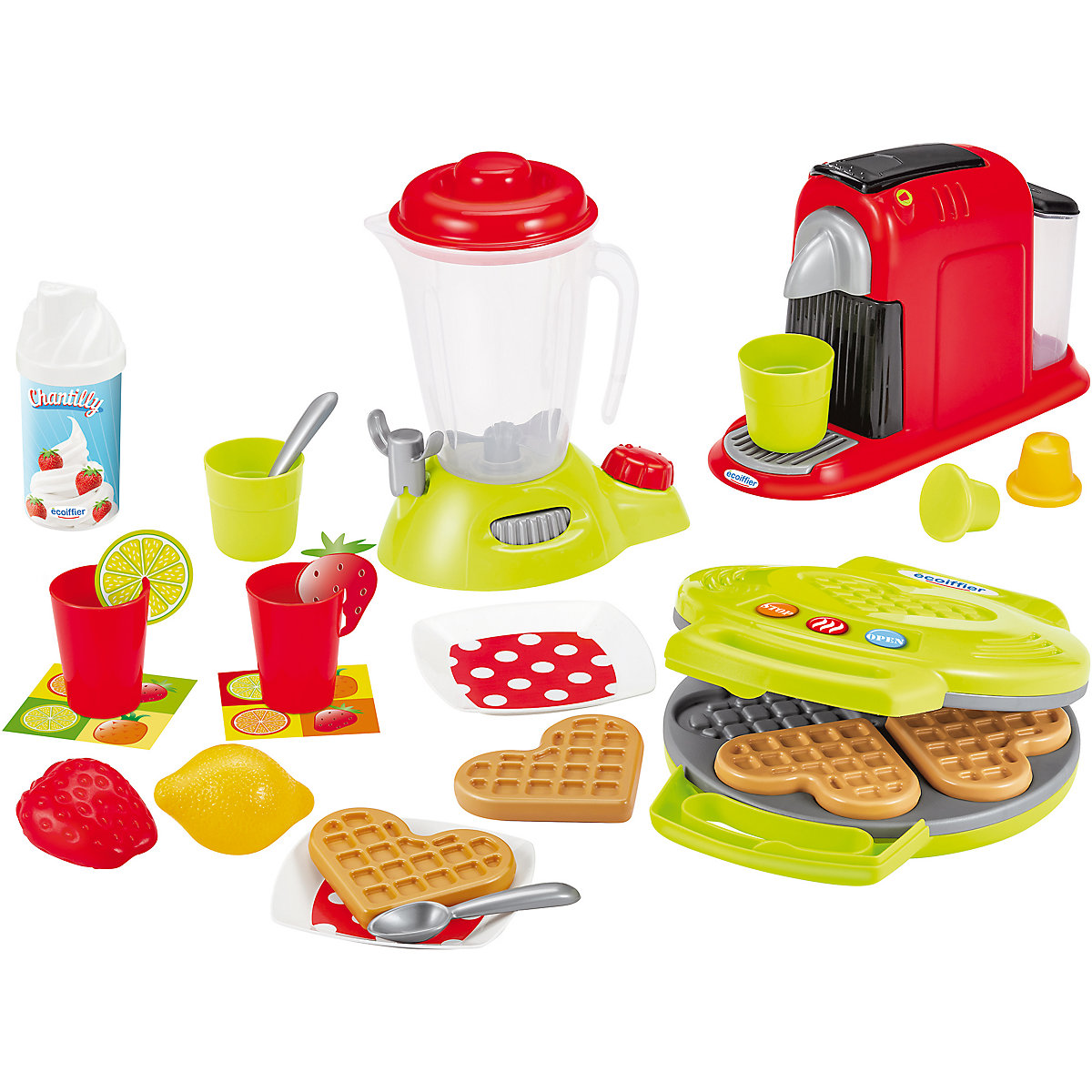 Spielgeschirr Frühstücks-Set mit Waffeleisen