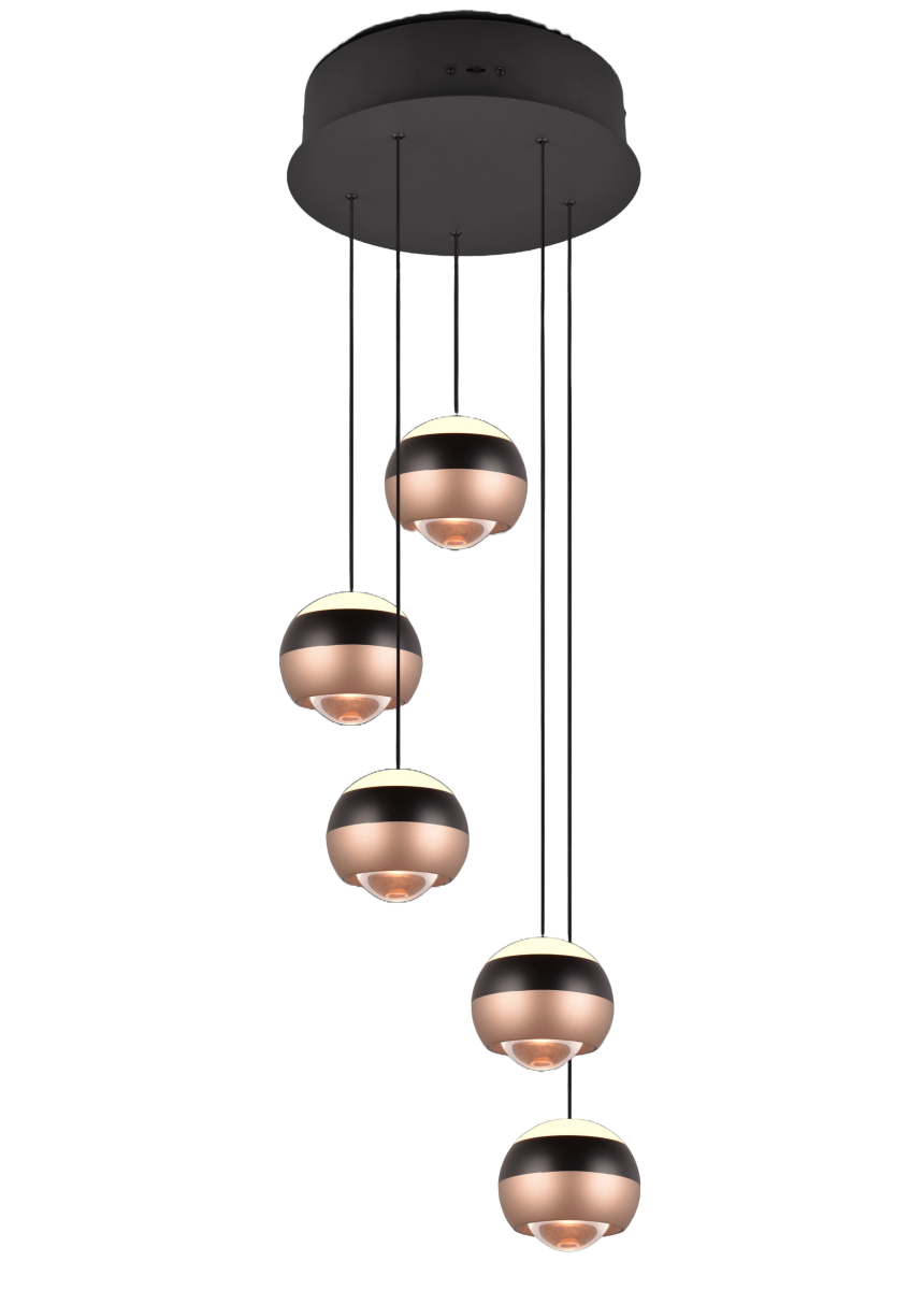 TRIO 5-flg runde LED Pendelleuchte Orbit-S Schwarz
