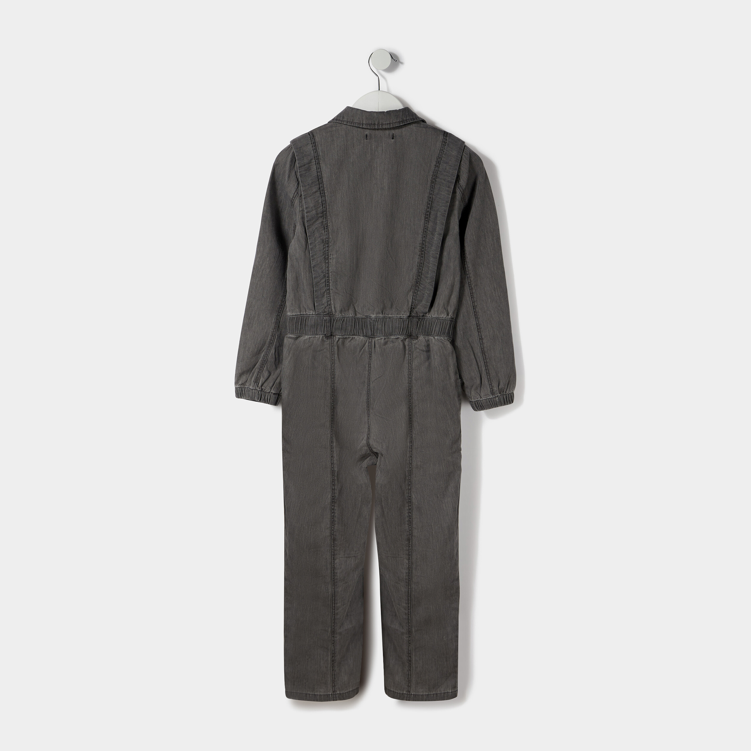 Combinaison pantalon zippée denim gris fille | La Halle