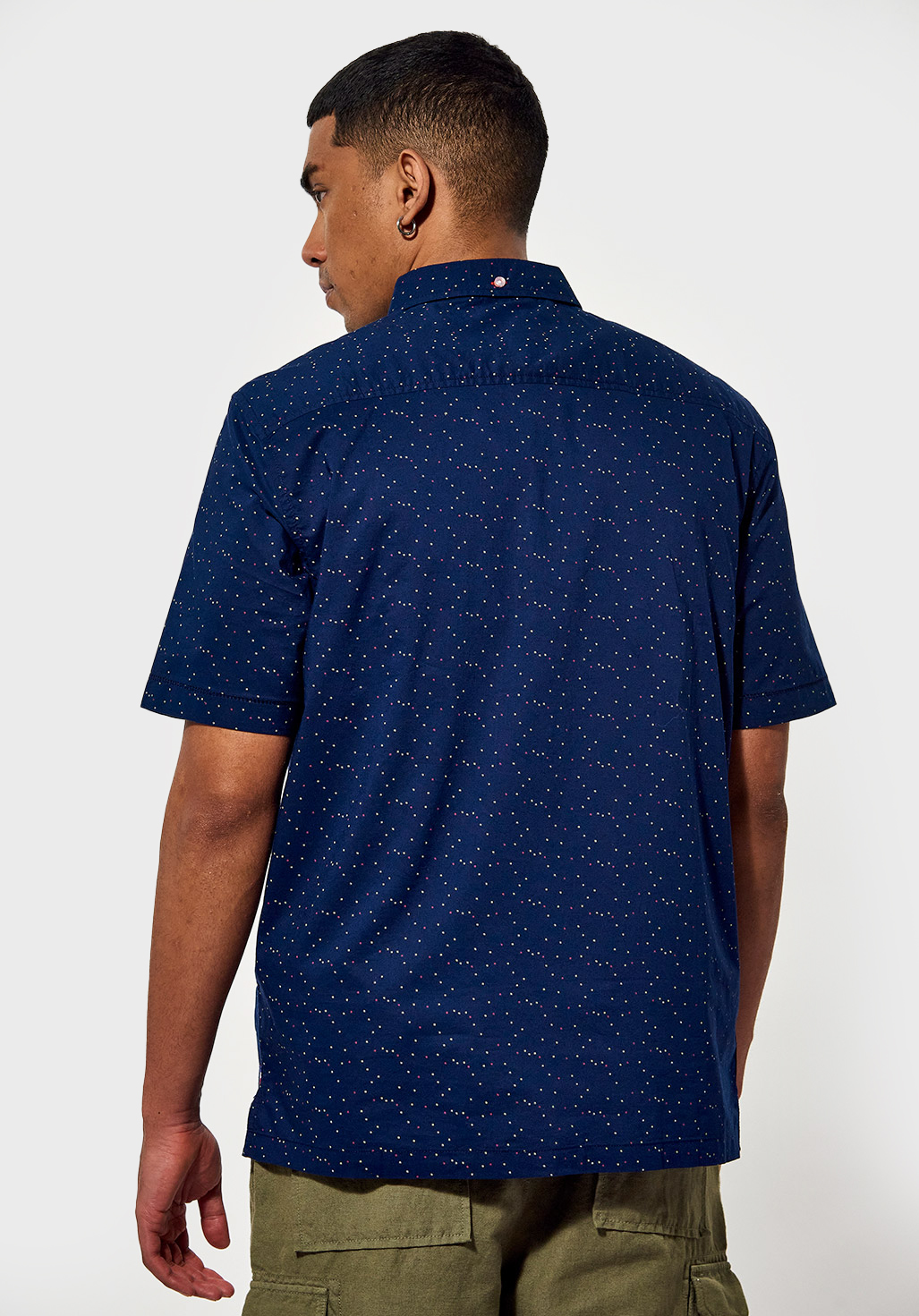 SINJI  Chemise régular bleue Homme micro imprimé all over en 100% coton