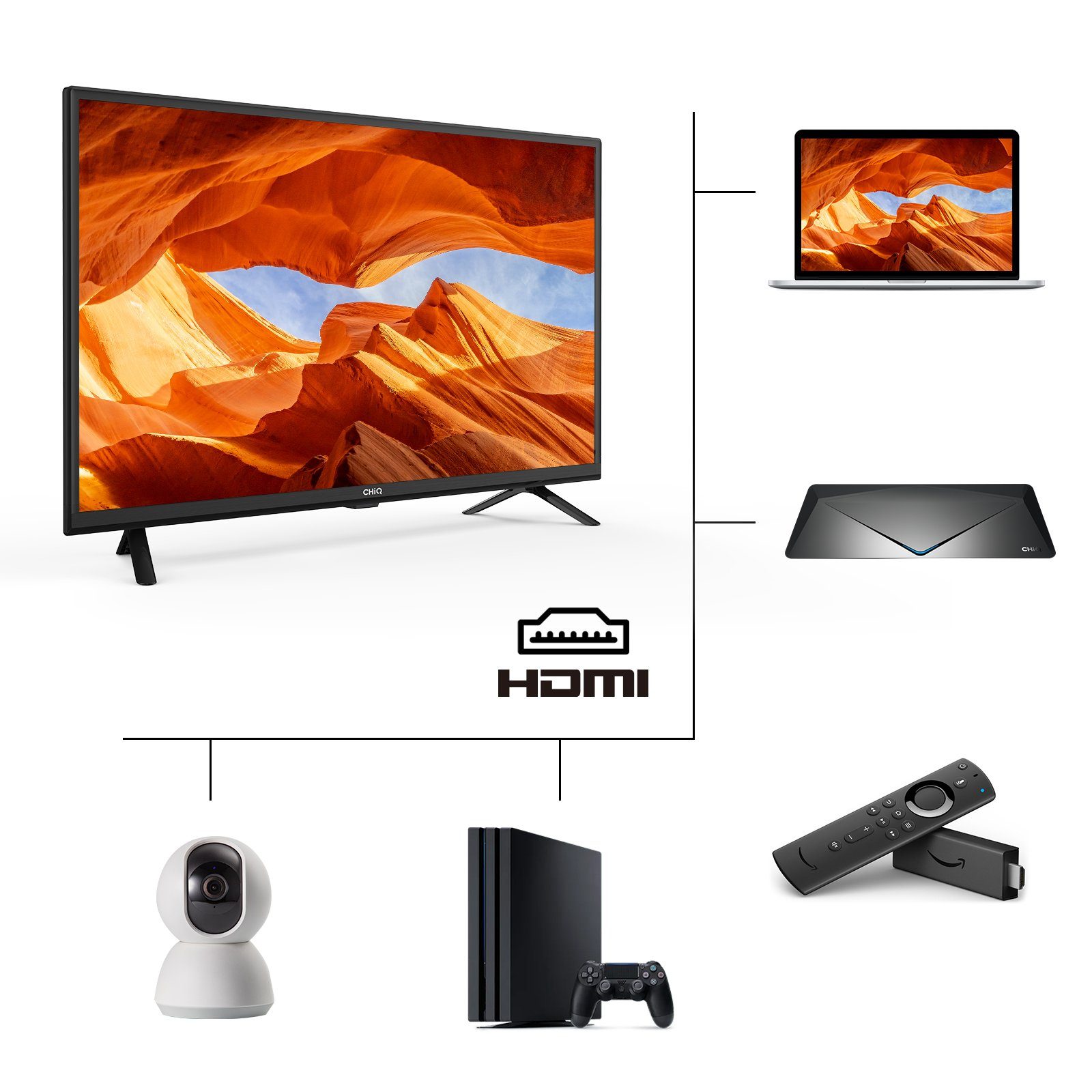CHiQ L32G5W LED-Fernseher (80,00 cm/32 Zoll, HD, Non Smart-TV, Hotelmodus,HDMI/USB/CI+,Triple Tuner(DVB-T/T2/C/S2),Dolby Audio)