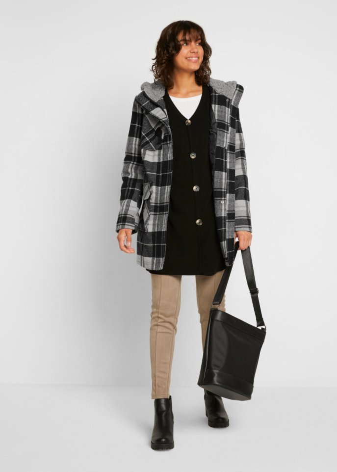 leicht wattierter Dufflecoat mit Kapuze