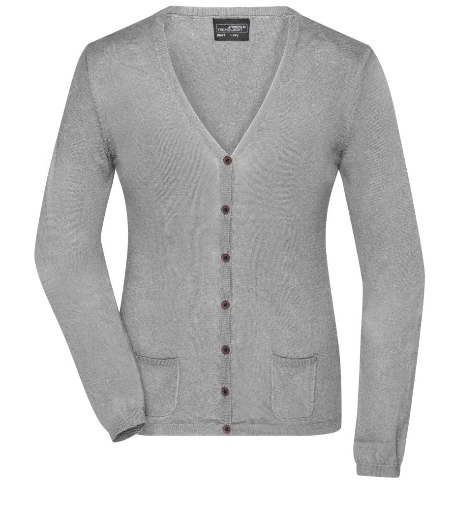 James & Nicholson Cardigan Klassische Damen Strickjacke Ladies' Cardigan JN667 mit Seide- und Kaschmir-Anteil