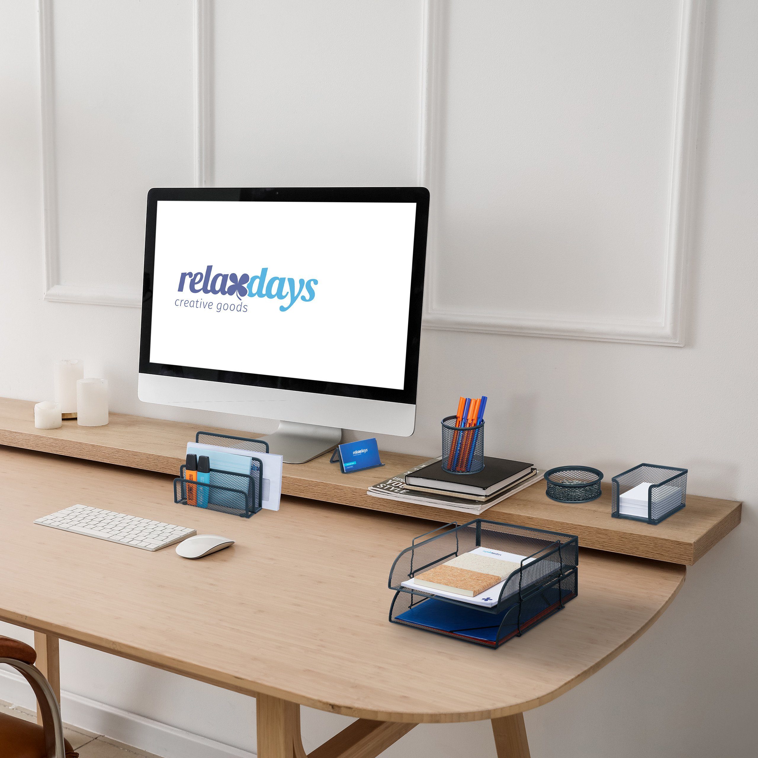 relaxdays Schreibtischaufsatz 7-teiliges Schreibtisch Organizer Set