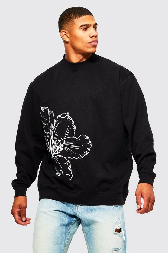 Oversize Sweatshirt mit Blumen-Print
