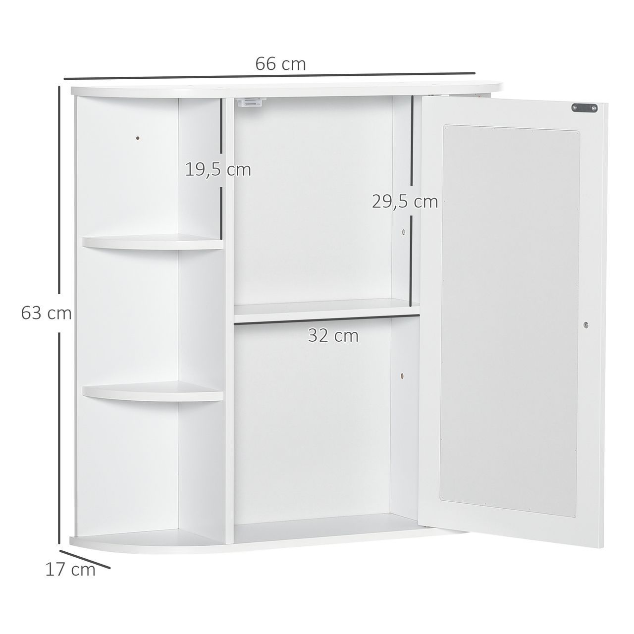 HOMCOM Spiegelschrank Badezimmerregal Badeschrank Wandmontage MDF Weiß