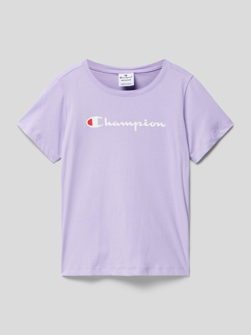 T-Shirt mit Logo-Print in flieder