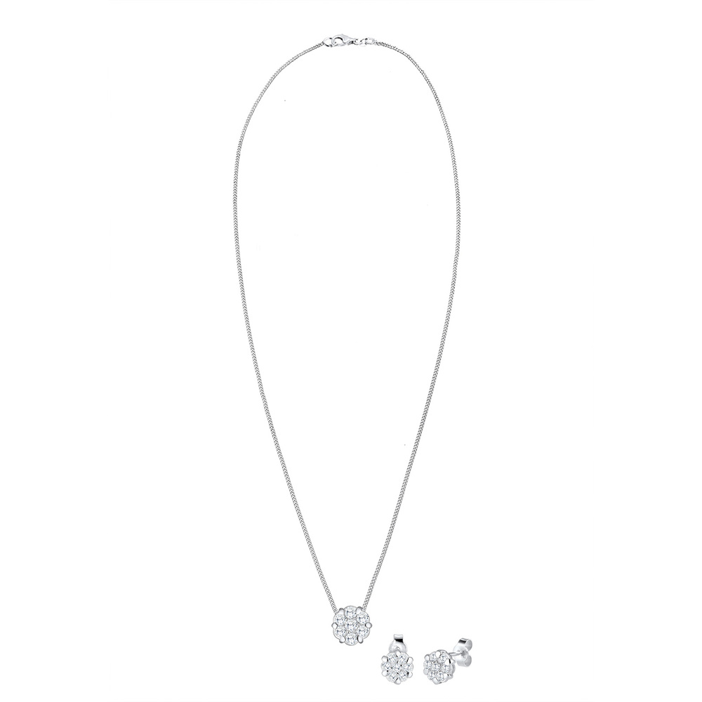 Elli Elli Ensemble de Bijoux Blume Zirkonia 925 Sterling Silber Bijoux