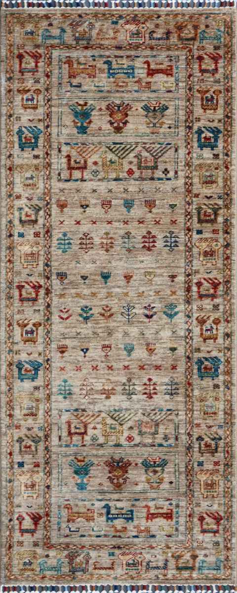 Teppich aus Afghanistan Smaragd 74 x 199 cm