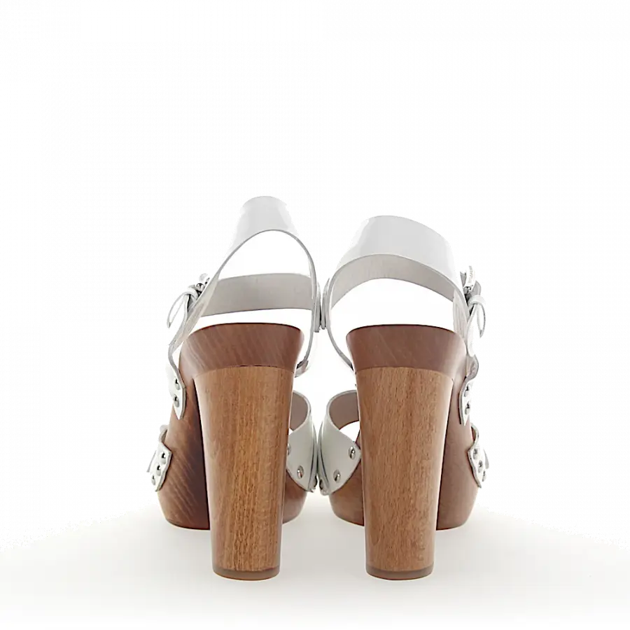 Dolce & Gabbana - Plateausandalen Nieten weiß - weiß