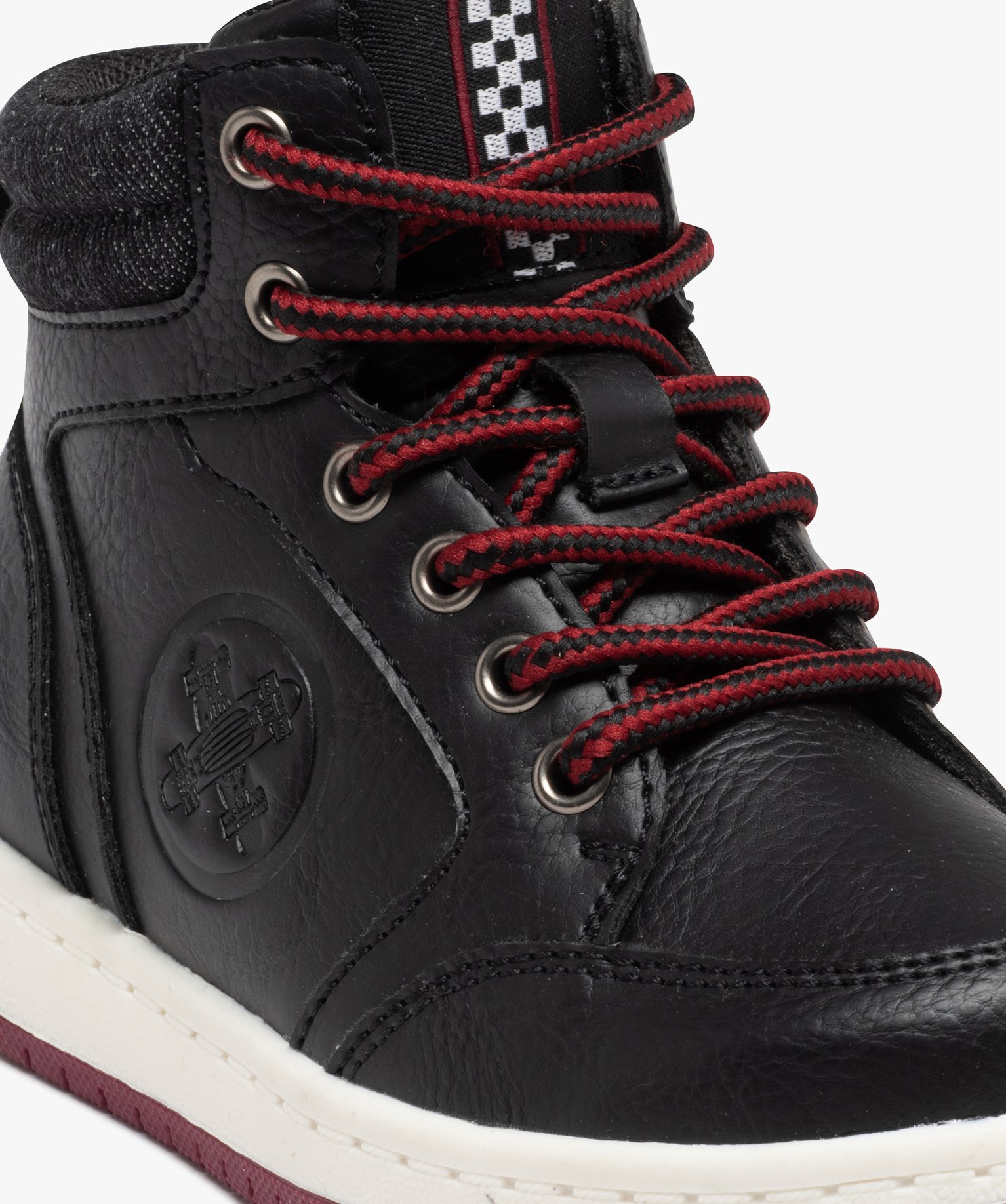 Baskets Garçon mid-cut unies à col en toile noir | GEMO