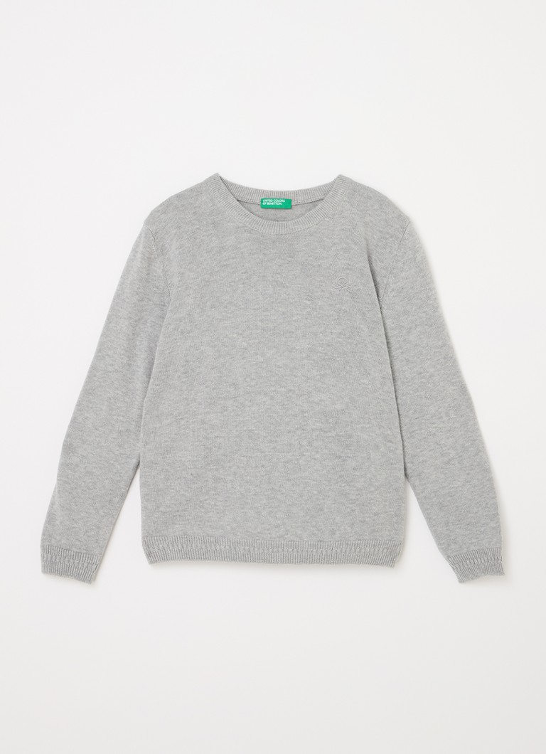 Pulover Benetton din tricot fin cu logo brodat