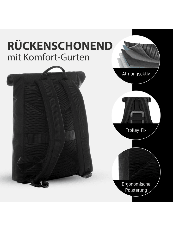 SONS OF ALOHA Rolltop Rucksack RollTop Rucksack Damen klein | extra Laptop-Hülle in schwarz günstig kaufen onesize