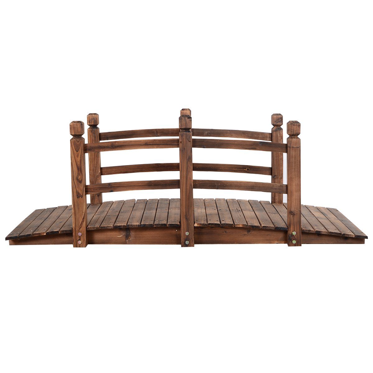 COSTWAY Zierbrücke, Holzbrücke, Gartenbrücke, Dekobrücke, 150 x 67 x 55 cm