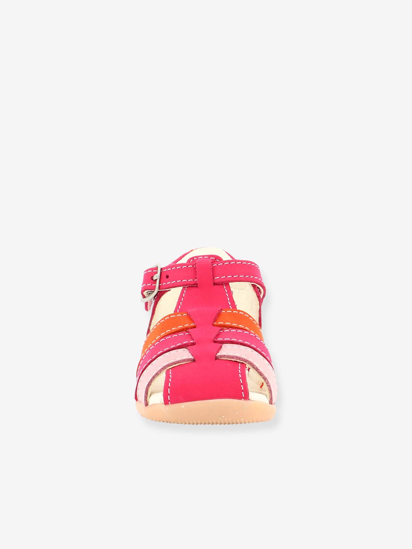 Sandales cuir bébé fille Bigfly 2 KICKERS® rose orange tricolore