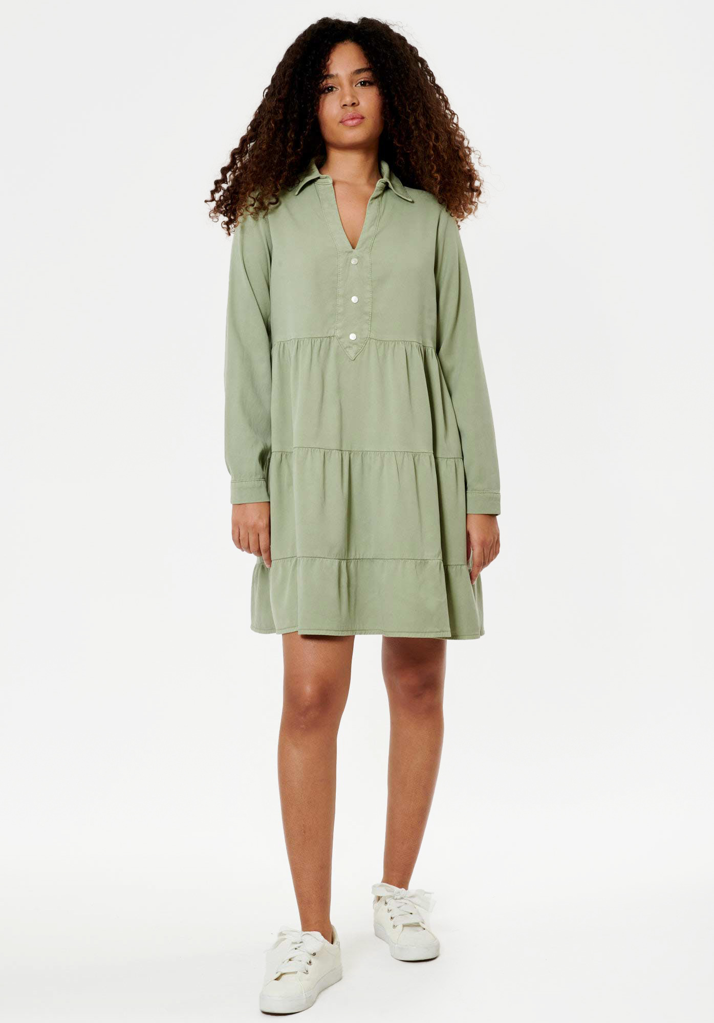 GENTI  Robe babydoll kaki Femme