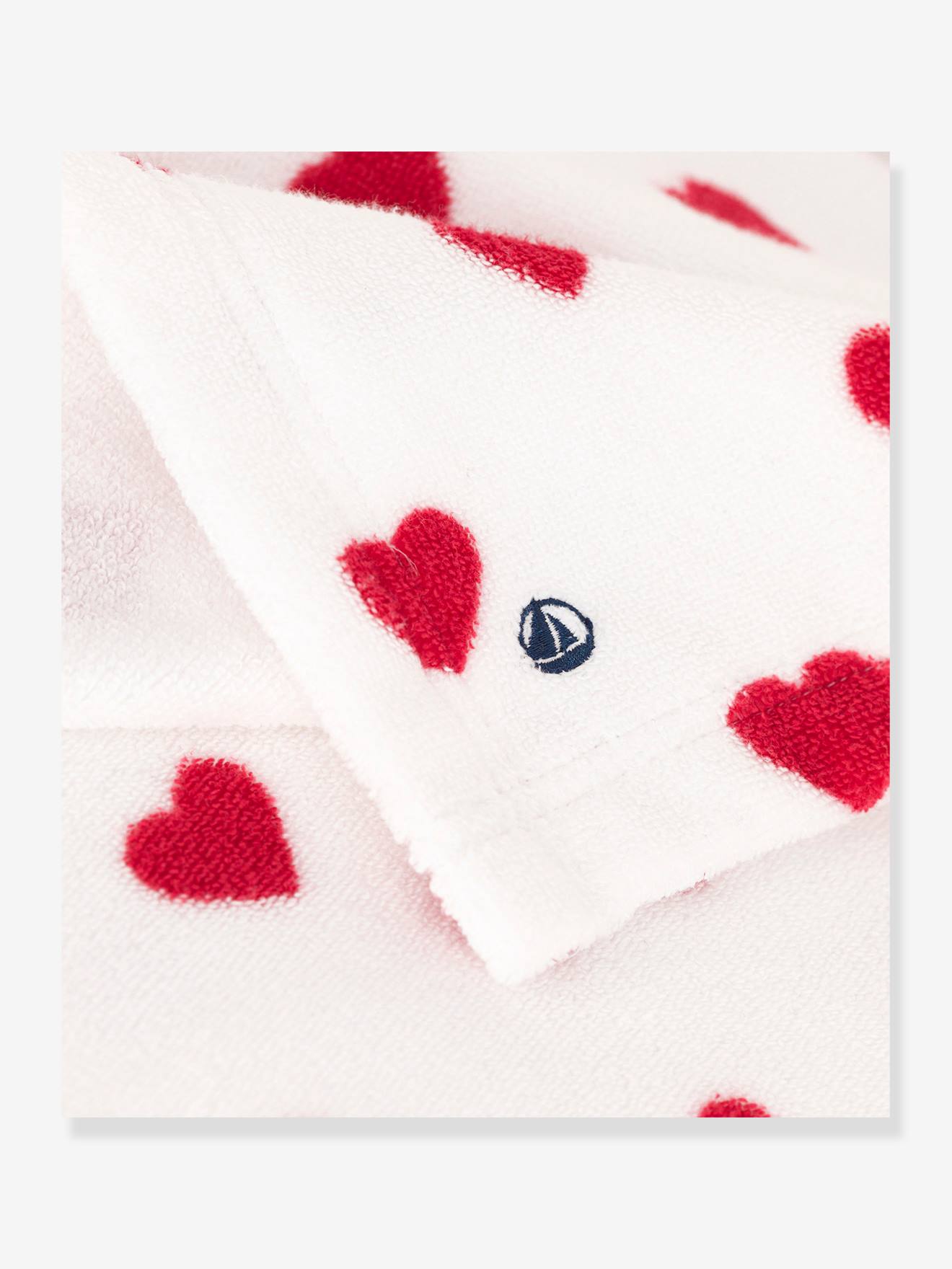 Petit Bateau Baby Badecape Herzen PETIT BATEAU - weiß bedruckt
