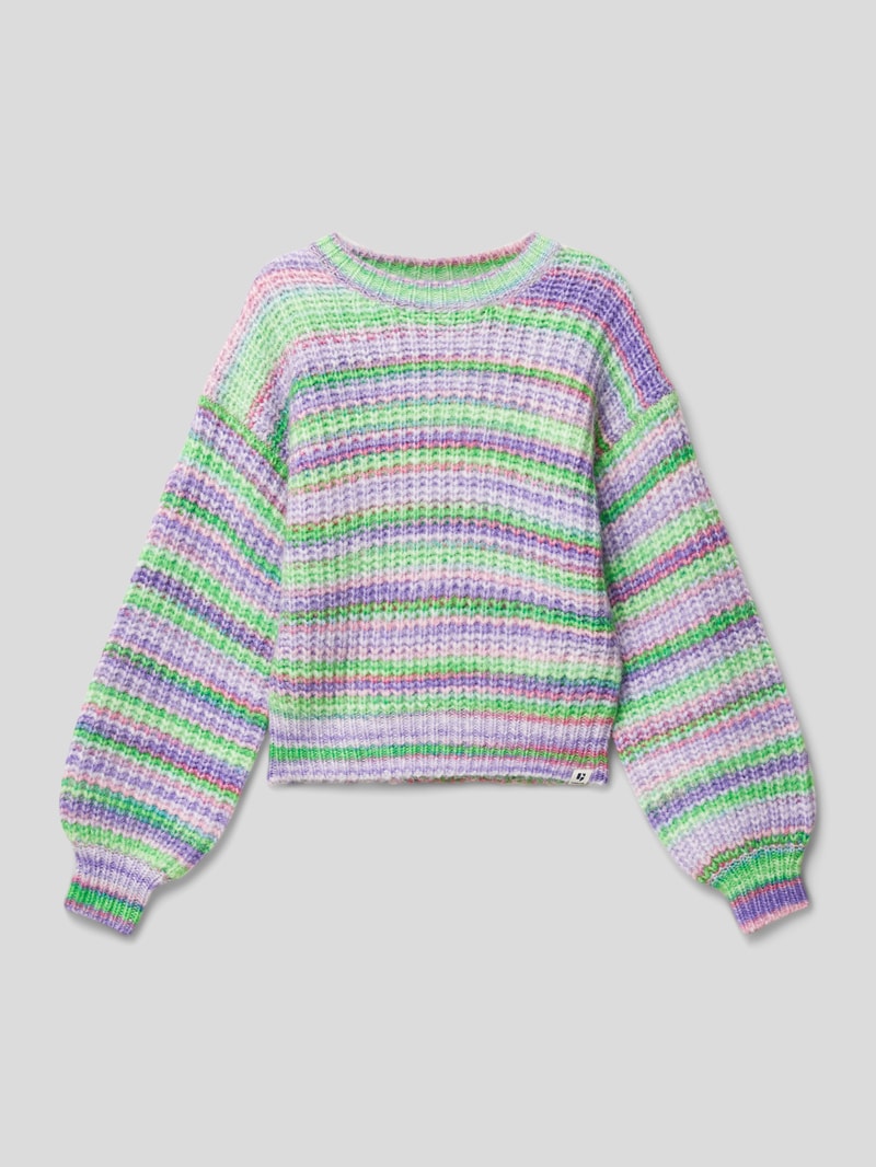 Strickpullover mit Ballonärmeln in pastellgelb meliert
