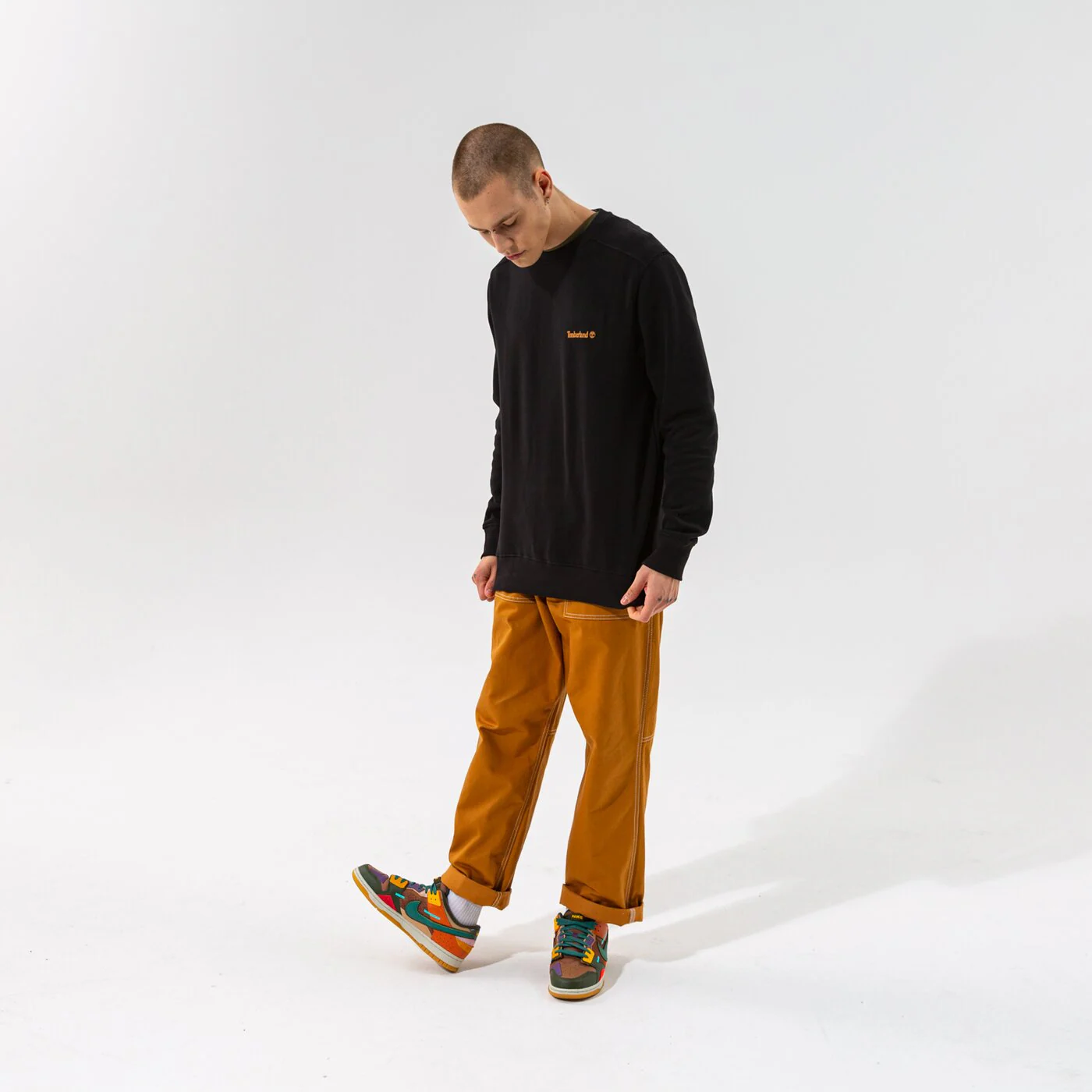 TIMBERLAND SWEATSHIRT CHEST LOGO CREW BLACK Schwarz