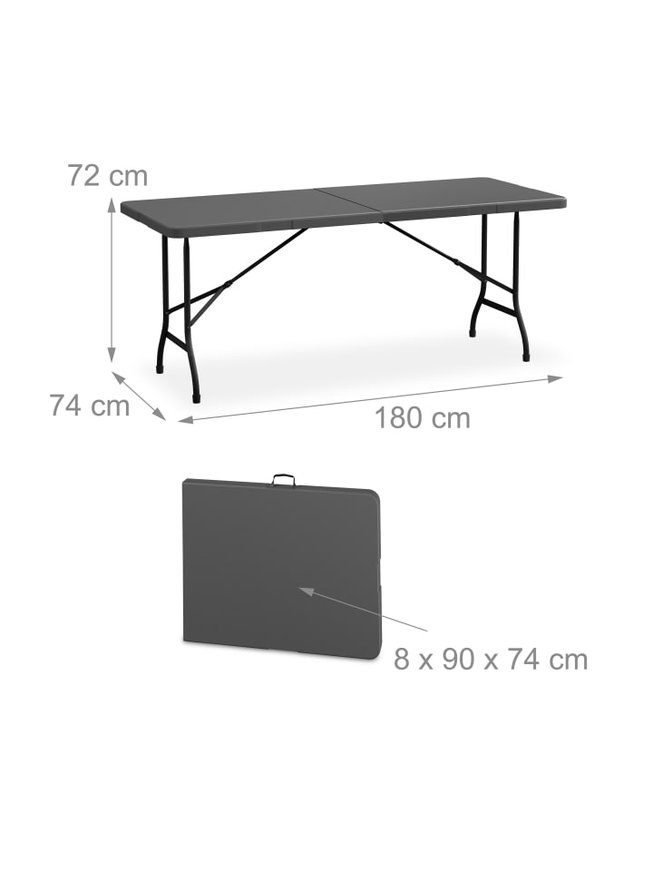 relaxdays Gartentisch in Grau - (B)180 x (H)72 x (T)74 cm günstig kaufen onesize