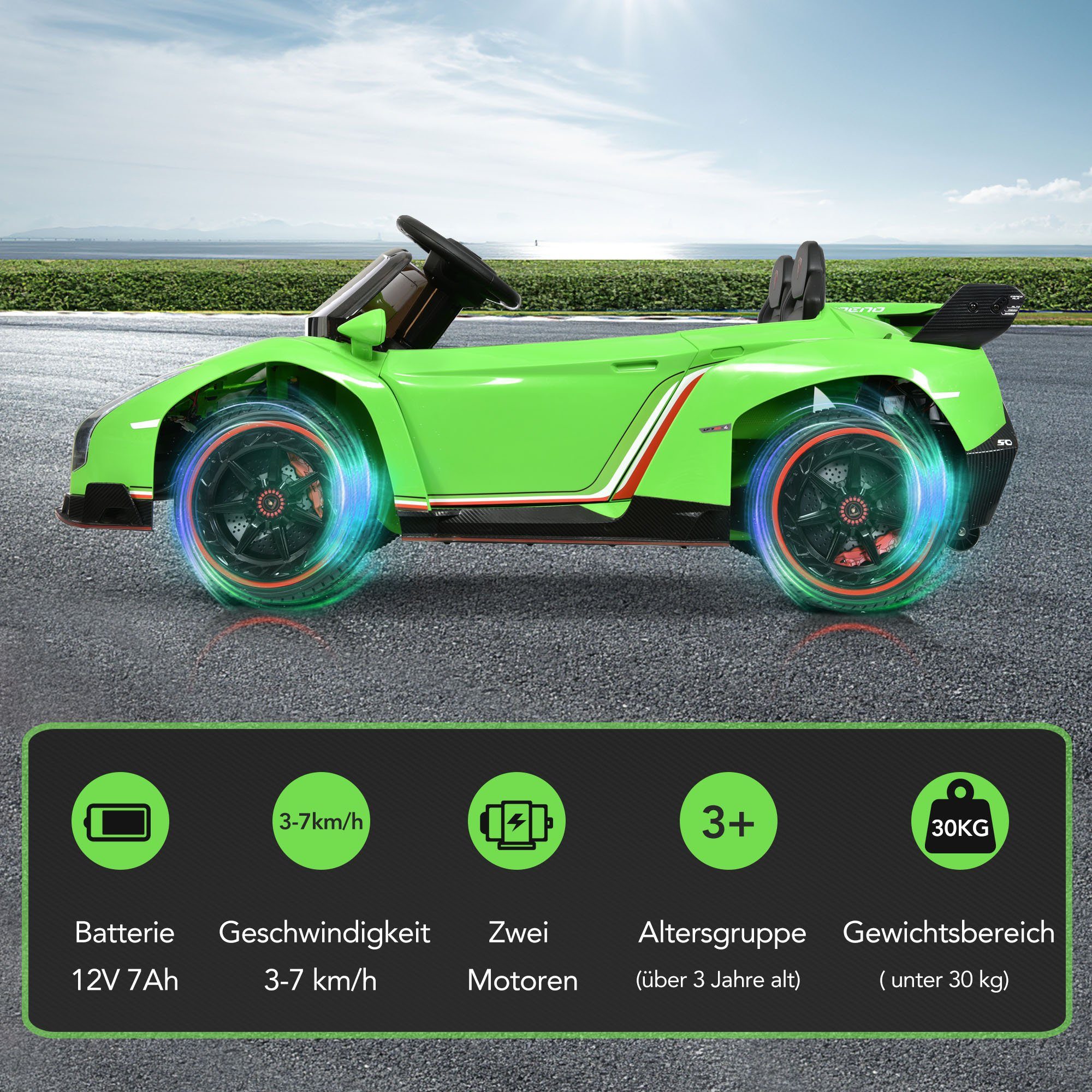 REDOM electric children's car LAMBORGHINI VENENO 2 motors, Bluetooth, double doors, 3 speeds, MP3 music, suitable for children aged 3 and over