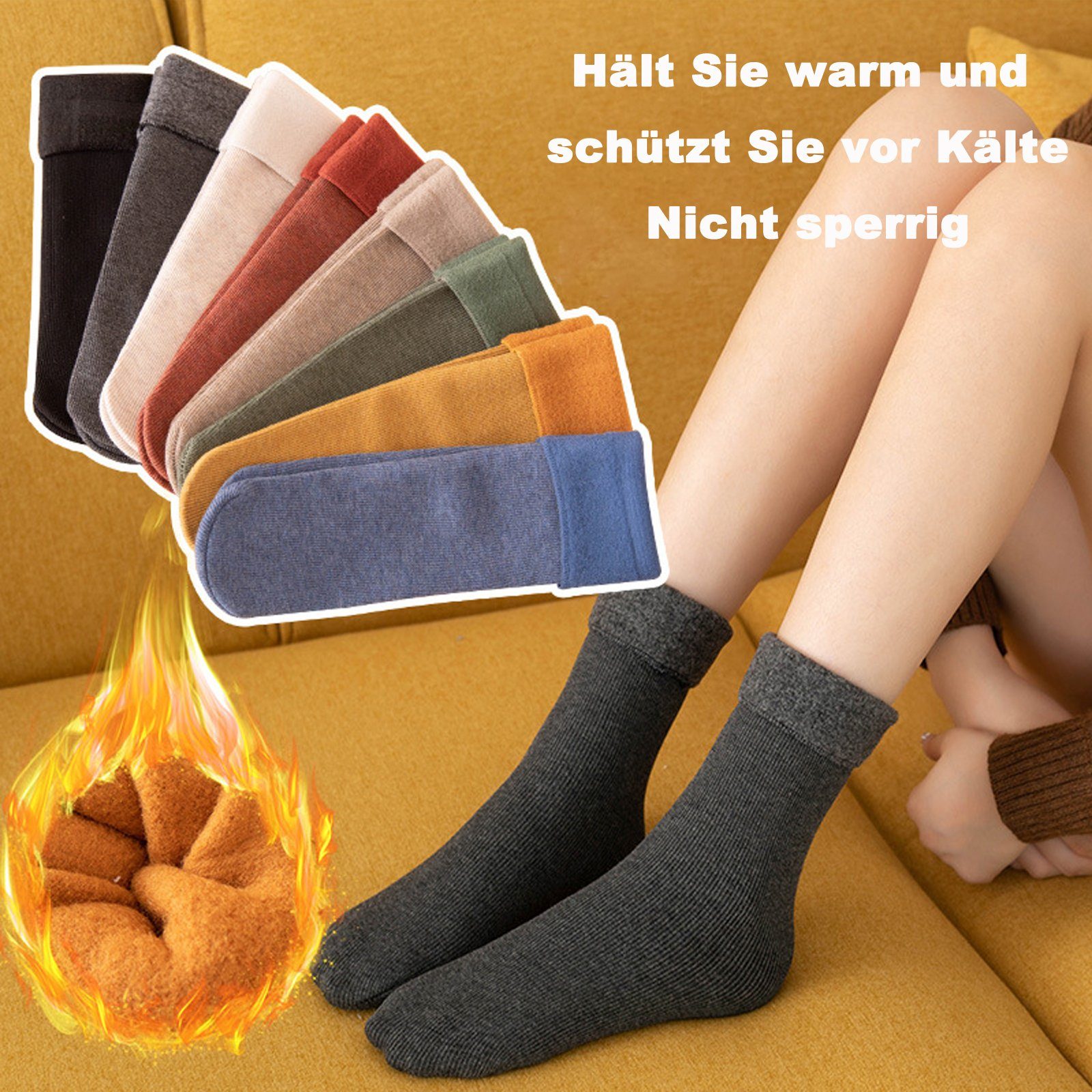 TOPMELON Thermosocken 2 Paar Thermosocken warme Winter Socken Schnee Socken