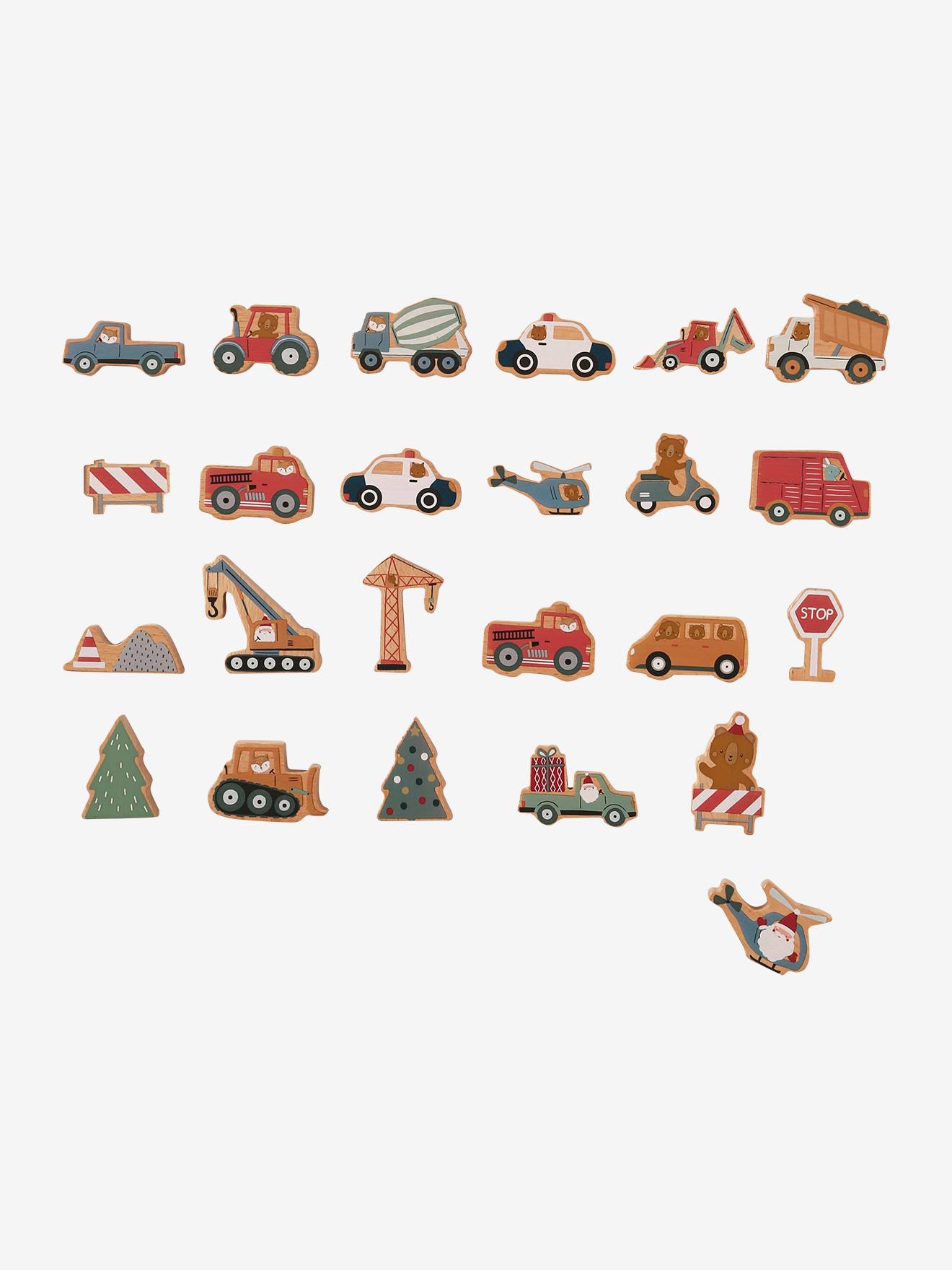 Calendrier de l'Avent avec jouets en bois FSC® véhicules