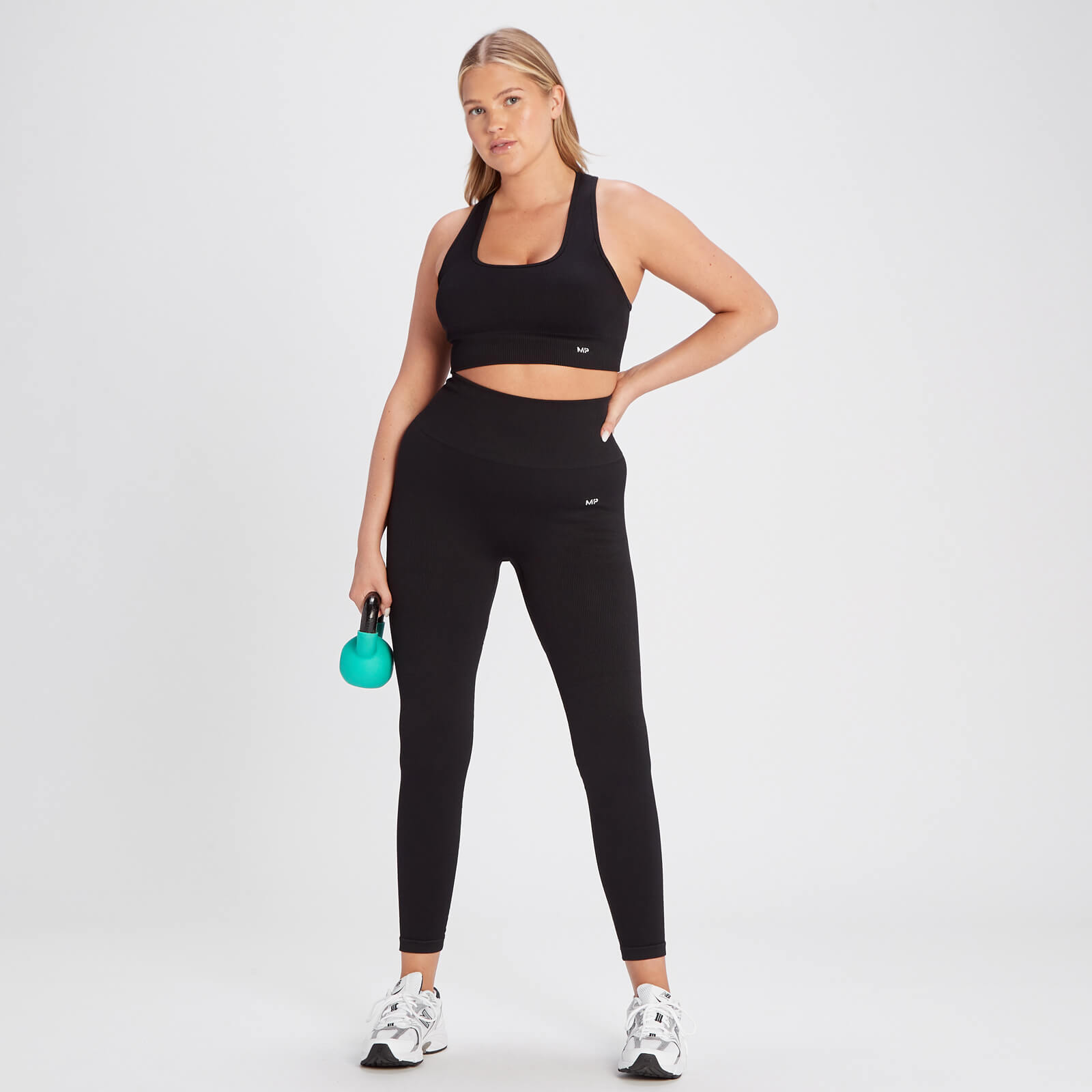 Brassière côtelée sans coutures MP Tempo pour femmes – Noir