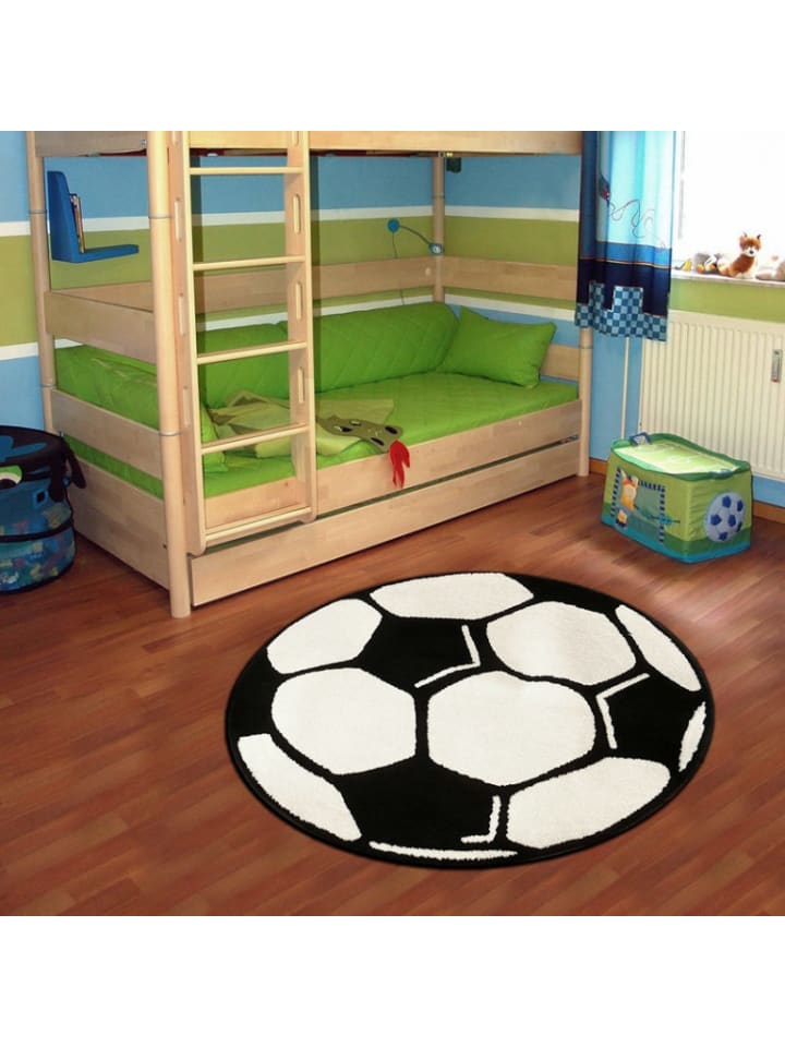 Hanse Home Kinderteppich Fußball rund weiß schwarz günstig kaufen