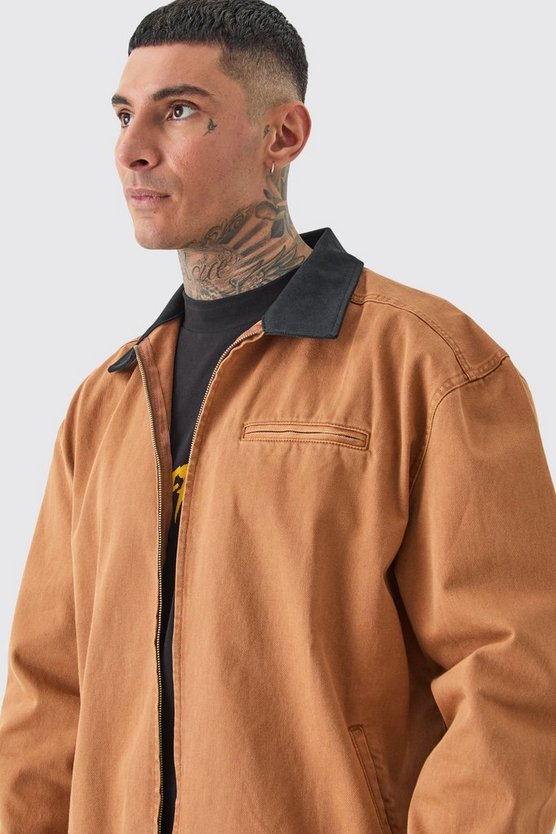 Tall Harrington-Jeans mit Kontrast-Kragen