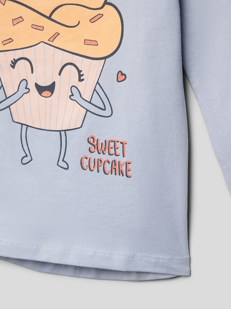 Longsleeve mit Motiv-Print in hellblau