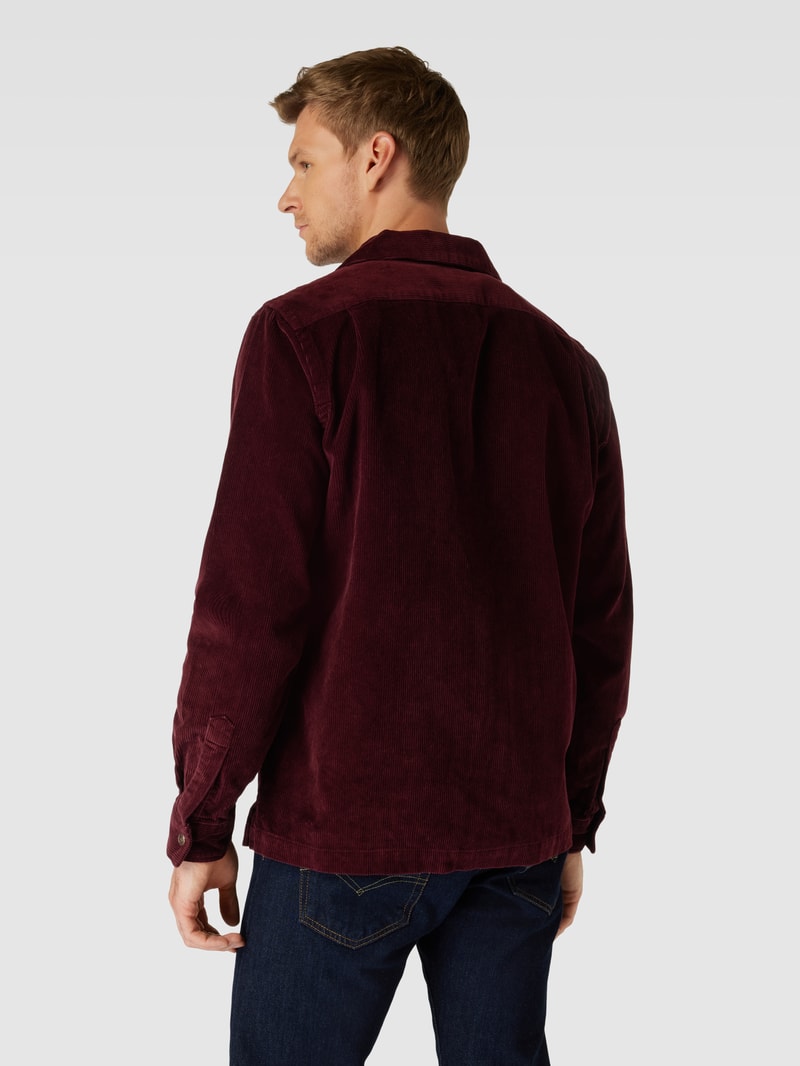 Cordhemd mit Brusttaschen in bordeaux rot