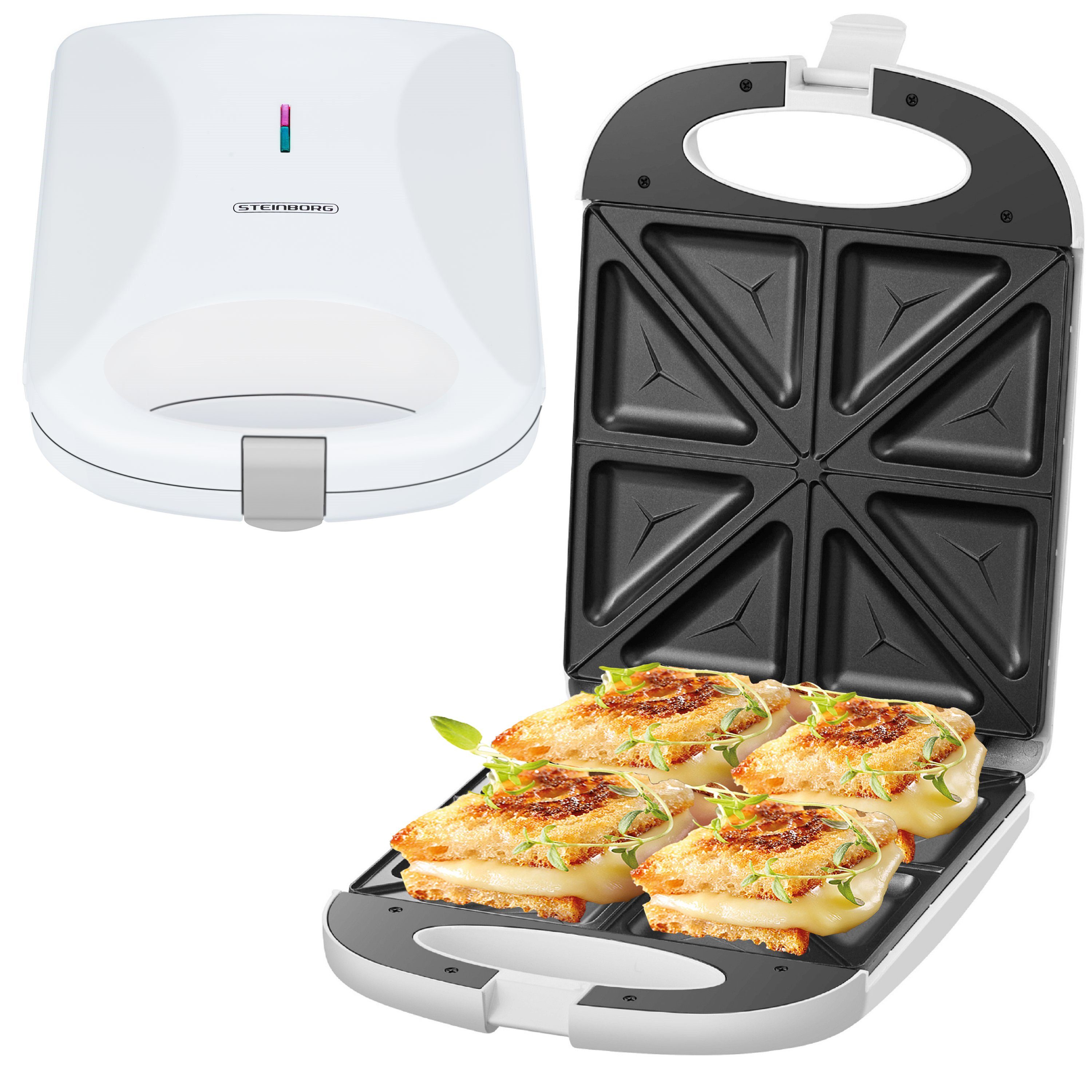 STEINBORG Sandwichmaker SB-2100, 1200 W, Cool-Touch-Gehäuse, Anti-Haftbeschichtung