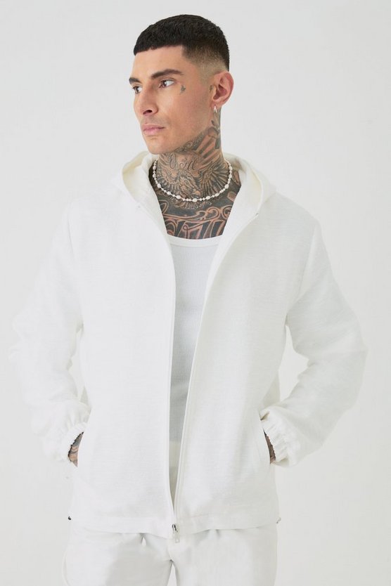Tall strukturierte smarte Jacquard-Jacke aus Baumwolle