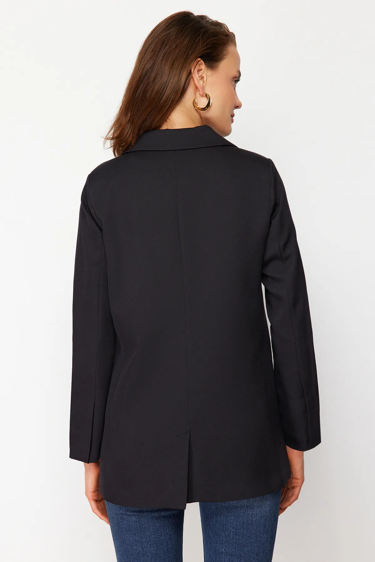 Trendyol Modest  Schwarze geknöpfte Blazer-Webjacke TCTAW22CK0032