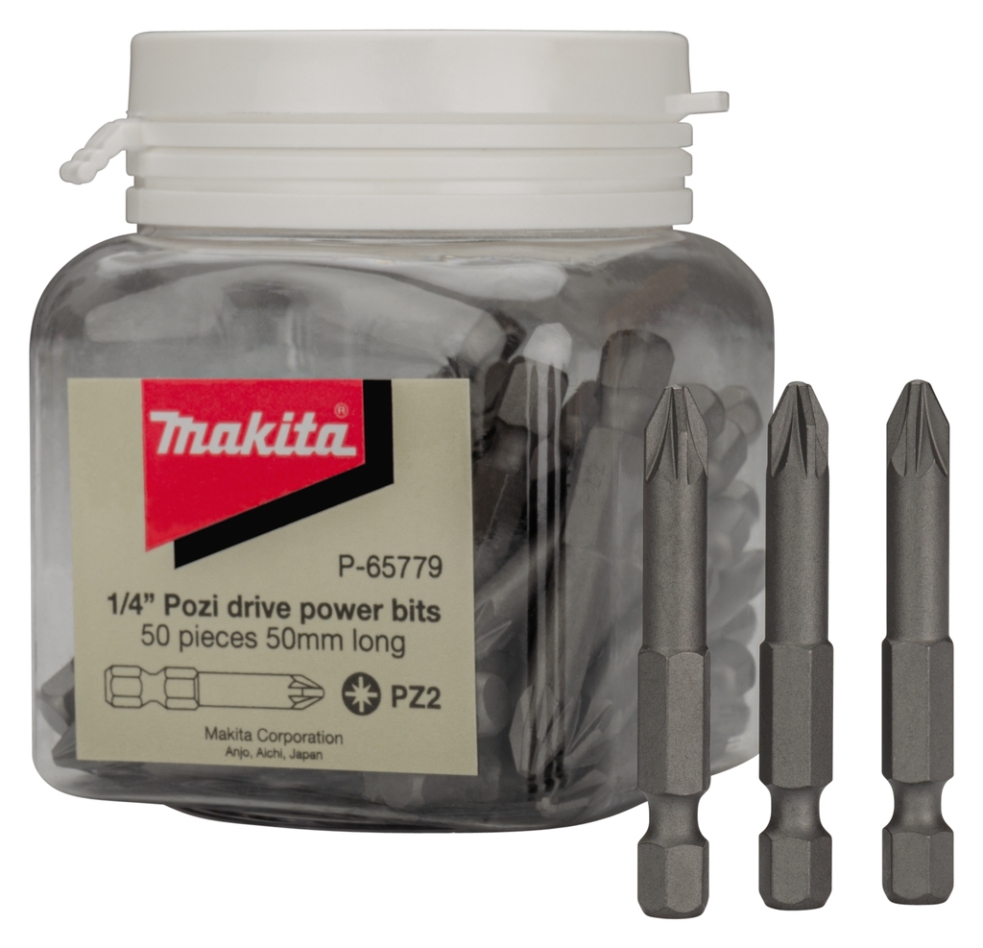 Makita Tilbehør P-65779 Skruebit PZ2x50mm i beholder 50 dele