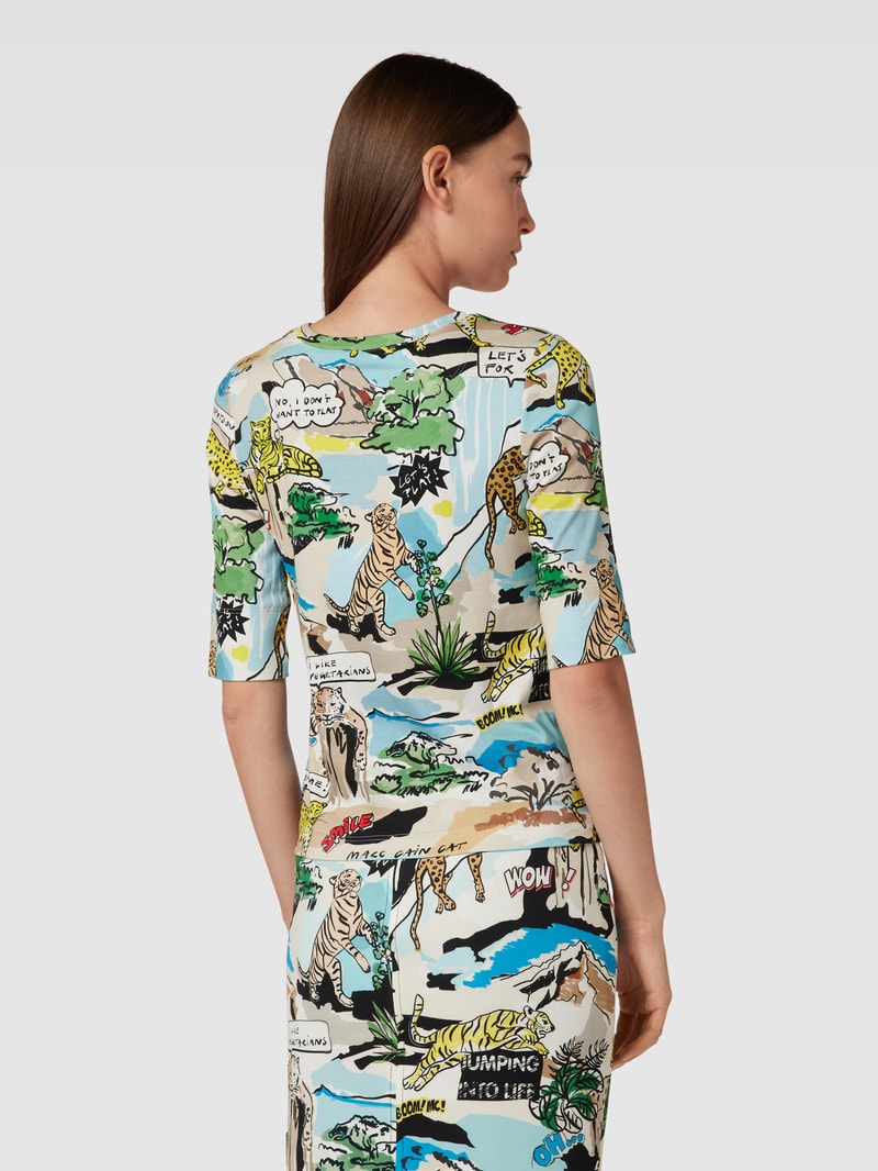 T-Shirt mit Allover-Motiv-Print in petrol