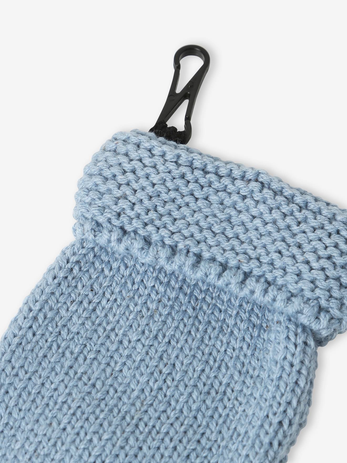 Ensemble bébé garçon bonnet + snood + moufles BASICS bleu grisé